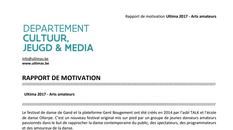 Rapport de motivation Ultimas 2017 - Mérite culturel général