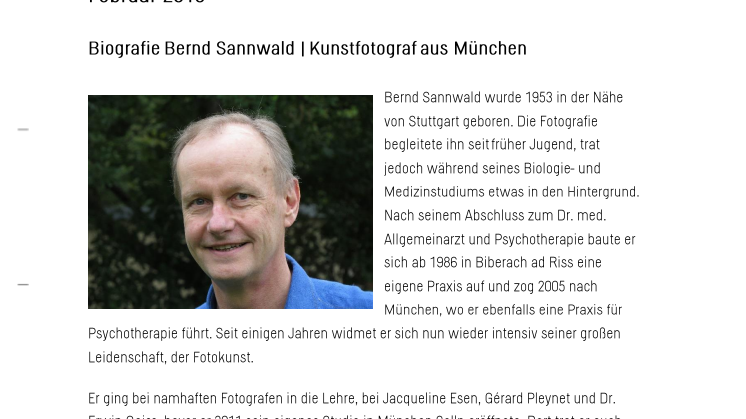 Biographie Bernd Sannwald | Kunstfotograf aus München