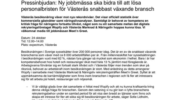 Pressinbjudan: Ny jobbmässa ska bidra till att lösa personalbristen för Västerås snabbast växande bransch