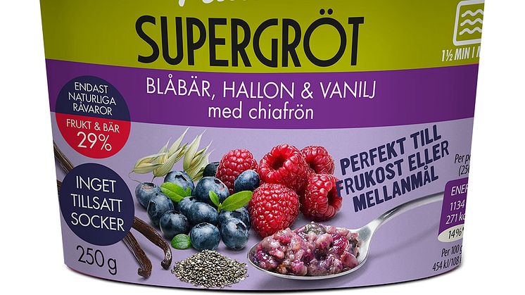 Paulúns Supergröt (kyld) - Blåbär, Hallon & Vanilj