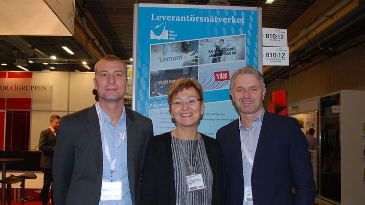 Tre företrädare för leverantörsnätverket High Voltage Valley, Joakim Sundberg, Kathrine Abrahamsen och Roger Karlsson.