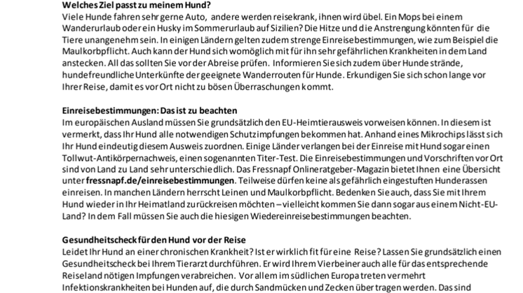 Fressnapf-Tierratgeber 06/2019: Auf Reisen mit dem Hund