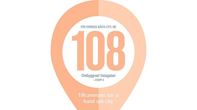Kraftsamling - tillsammans tar vi hand om city. Ombyggnationen av Vasagatan, etapp 3, har projektnummer 108.