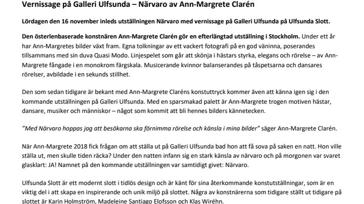 Vernissage på Galleri Ulfsunda – Närvaro av Ann-Margrete Clarén