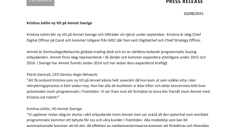 Kristina Juhlin ny VD på Amnet Sverige