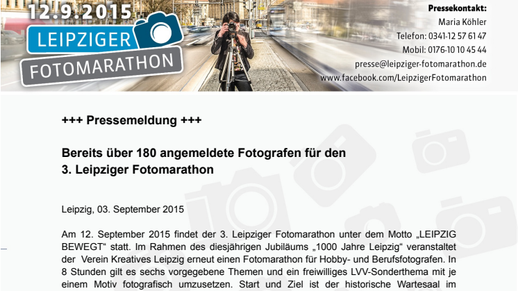 Mehr als 180 angemeldete Fotographen für den 3. Leipziger Fotomarathon