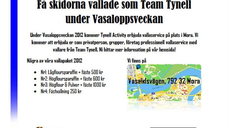 Få skidorna vallade av Silvas ambassadör Team Tynell under vasaloppet