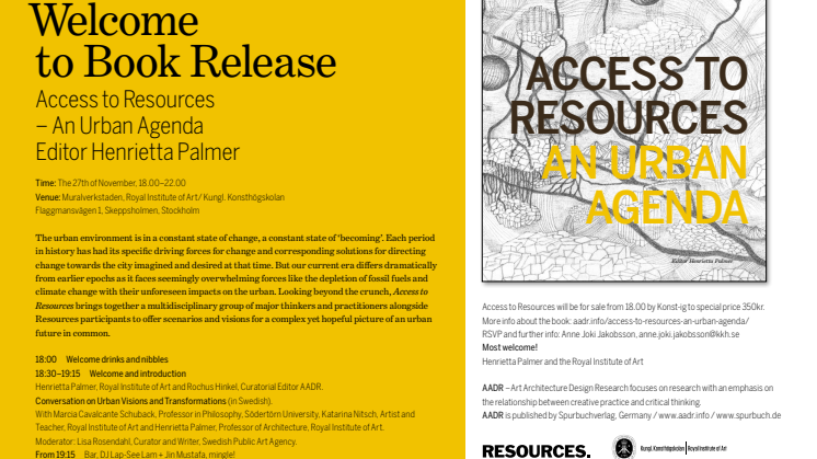 Release av boken "Access to Resources - An Urban Agenda"