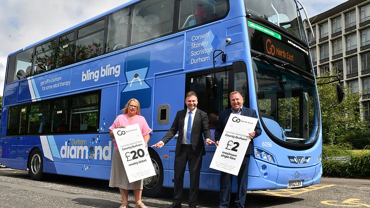 (L-R) Cllr Hopgood leader of Durham County Council, Martijn Gilbert managing director at Go North East and Stephen King commercial director at Go North East