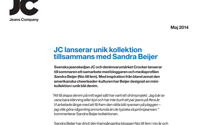 JC lanserar unik kollektion tillsammans med Sandra Beijer