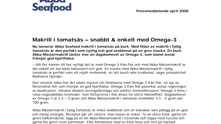Makrill i tomatsås – snabbt & enkelt med Omega-3