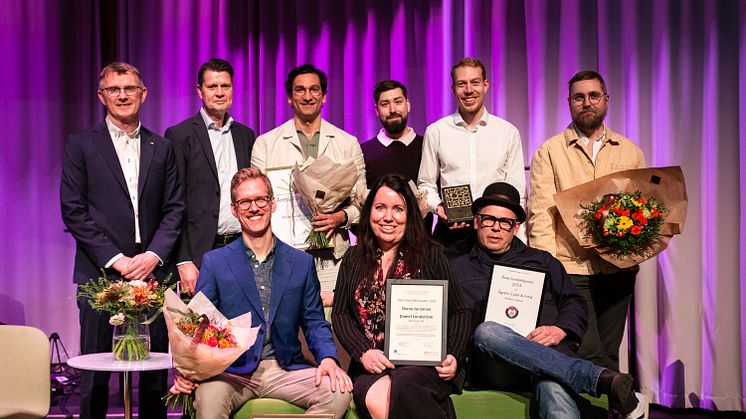 Representanter från alla pristagare på Lunds näringslivsdag: Alfa Laval, Matstudio Kungsmarken, Träningsinstitutet i Lund, Najell och Ågrens Cykel. 