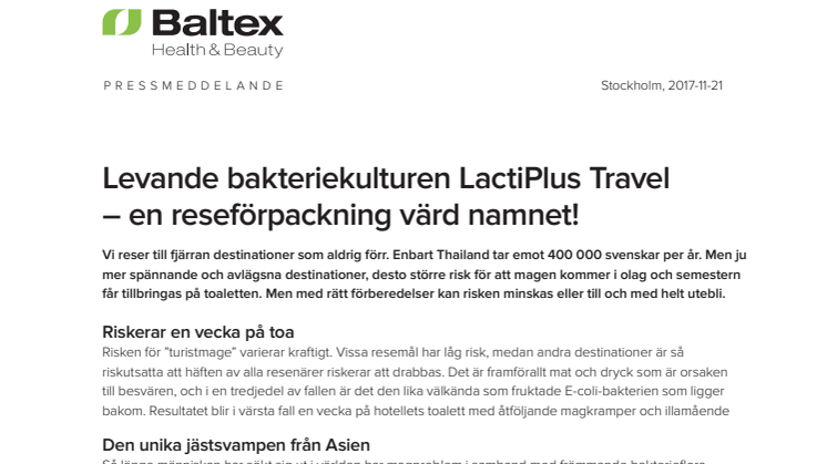 Levande bakteriekulturen LactiPlus Travel – en reseförpackning värd namnet!