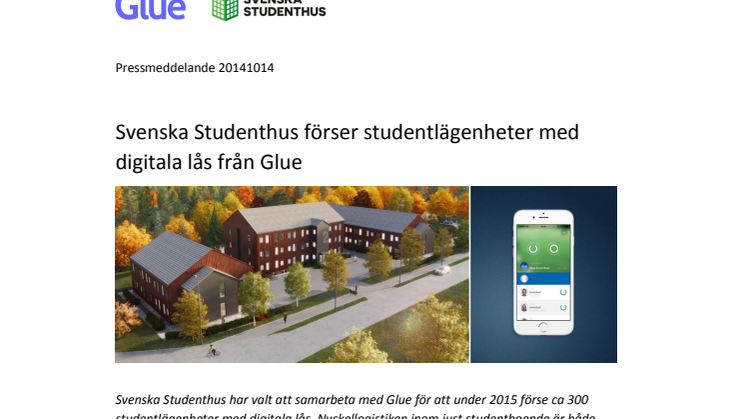 Svenska Studenthus förser studentlägenheter med digitala lås från Glue