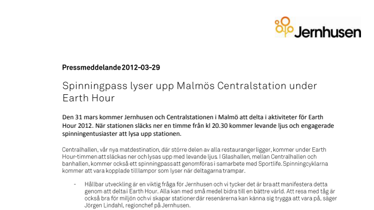 Spinningpass lyser upp Malmös Centralstation under Earth Hour