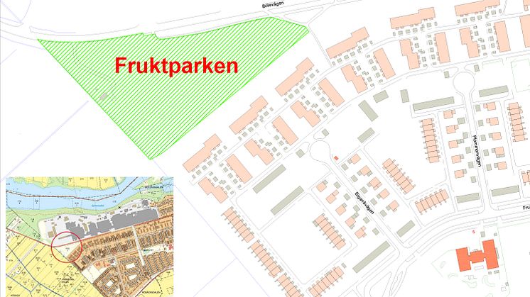 På Böleäng planeras en ny park, den får namnet Fruktparken. 
