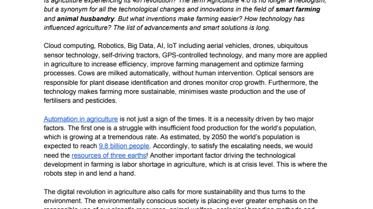 4th Agricultural Revolution - When digital farming helps feed the world!