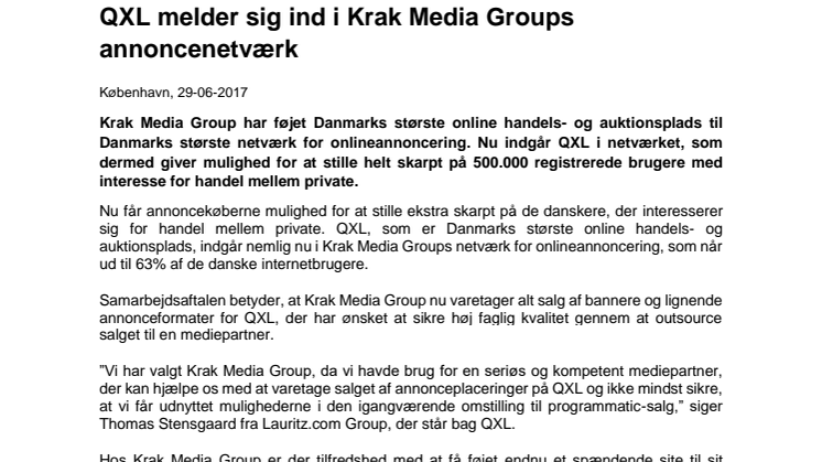 QXL melder sig ind i Krak Media Groups annoncenetværk