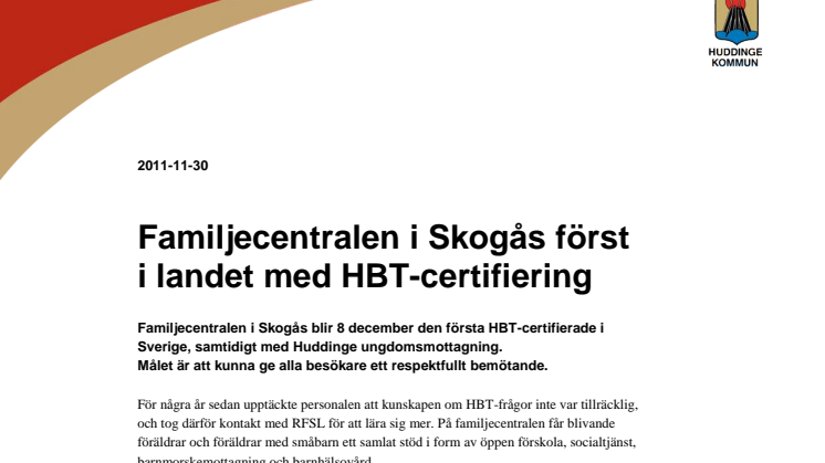 Familjecentralen i Skogås först i landet med HBT-certifiering