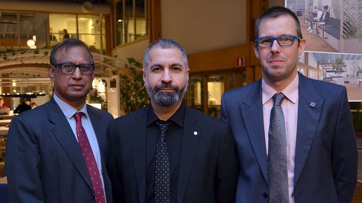  Uday Kumar, professor i drift- och underhållsteknik,Ramin Karim, professor i drift- och underhållsteknik och Miguel Castano, forskare i drift- och underhållsteknik vid Luleå tekniska universitet.