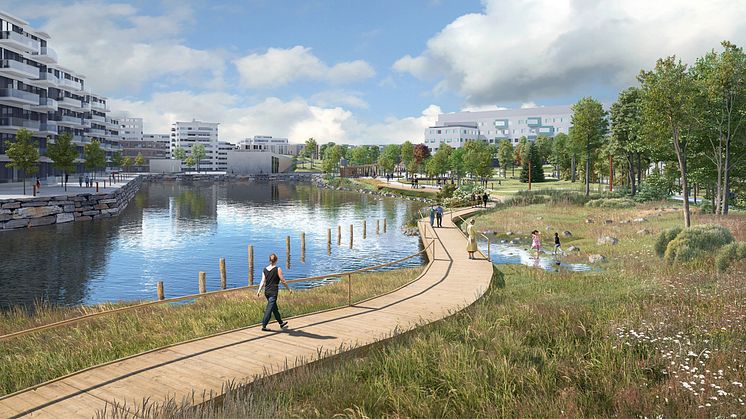 Lervigparken - en grønn lunge i nærmiljøet. Illustrasjon: LINK Arkitektur