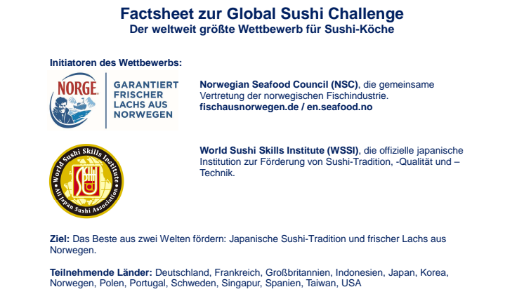 Global Sushi Challenge Deutschland und Japan. Die Details.