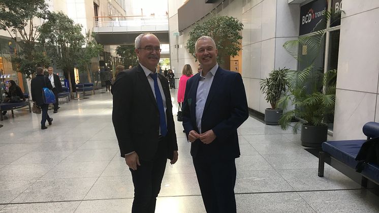 Schirmherr Werner Kuhn, MdEP mit Scandlines‘ CEO Søren Poulsgaard Jensen im Europäischen Parlament