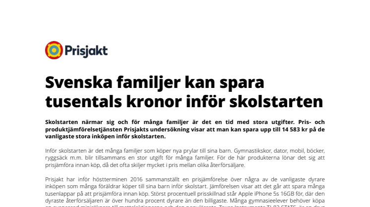 Svenska familjer kan spara tusentals kronor inför skolstarten