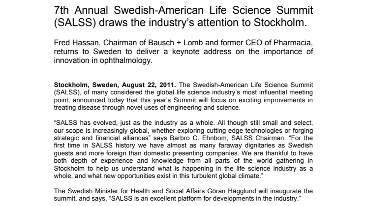 7th Annual Swedish-American Life Science Summit