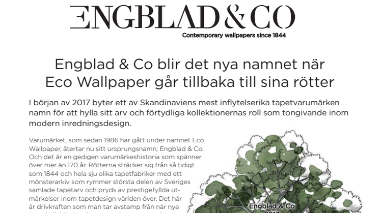​Engblad & Co blir det nya namnet när Eco Wallpaper går tillbaka till sina rötter