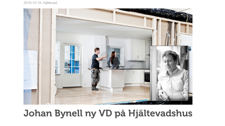 Johan Bynell ny VD på Hjältevadshus