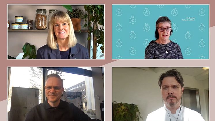 Sara Westerlin, Orkla FoodSolutions, tillsammans med dagens tre gäster Marianne Backrud-Hagberg, Jens Dolk och Magnus Naess.