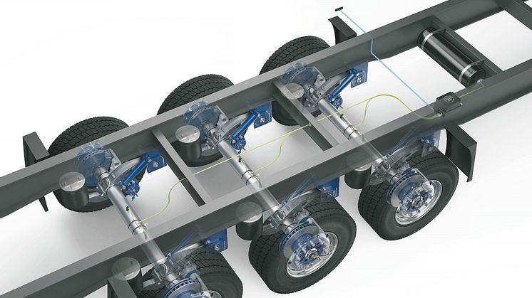 AirSave uses the existing trailer pneumatics and, with a fully automatic booster pump, ensures that the preset tyre pressure is maintained at all times.