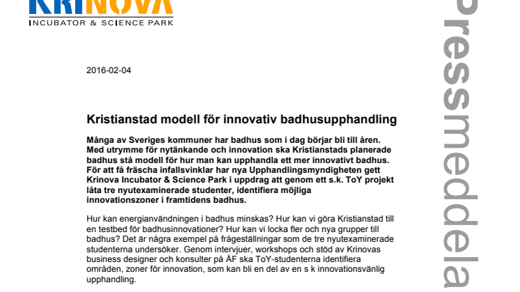 Kristianstad modell för innovativ badhusupphandling
