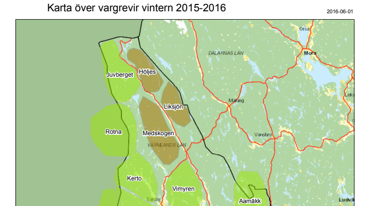 Karta över vargrevir i Värmlands län vintern 2015-2016 (PDF)