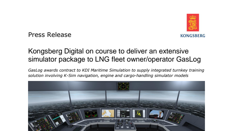 Kongsberg Digital on course to deliver an extensive simulator package to LNG fleet owner/operator GasLog 