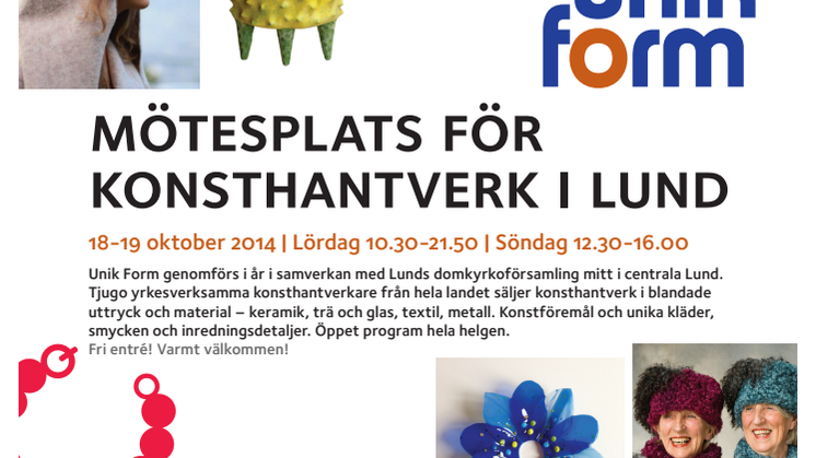 Programmet för Unik Form, hela helgen 18-19 oktober 2014