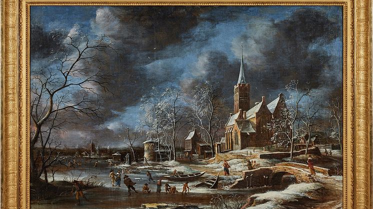 A Winter landscape with skaters by Anthoine Beerstraten