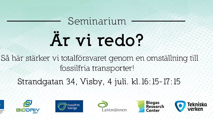 Seminariet arrangeras av nätverket BioDriv Öst, regeringsinitiativet Fossilfritt Sverige, Lantmännen, Tekniska verken i Linköping och Biogas Research Center vid Linköpings universitet 