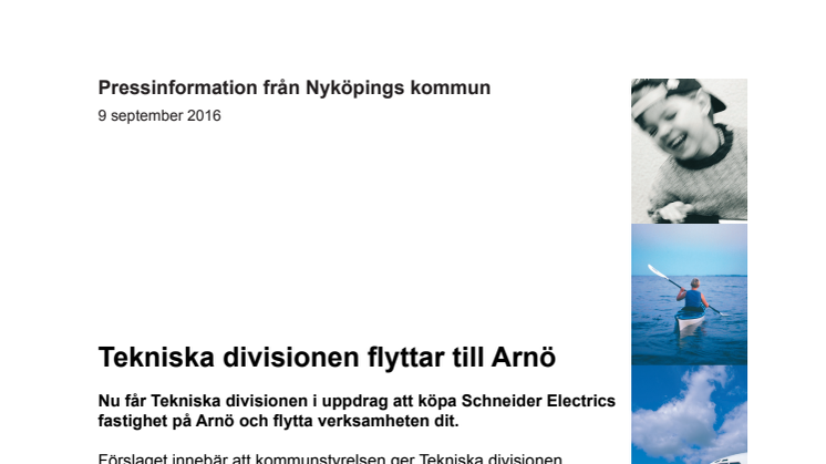 Tekniska divisionen flyttar till Arnö