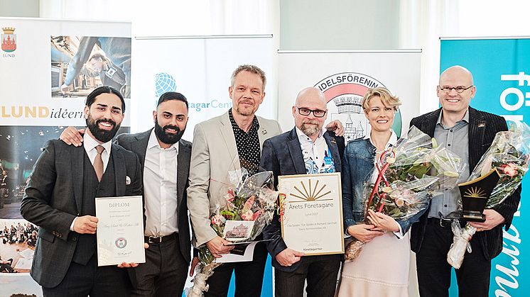 Förra årets näringspristagare i Lund. De prisades för sina insatser som Årets Företagare, Årets Nyföretagare och Lundaköpman.