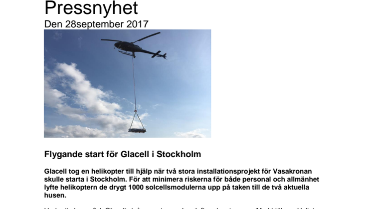 Flygande start för Glacell i Stockholm