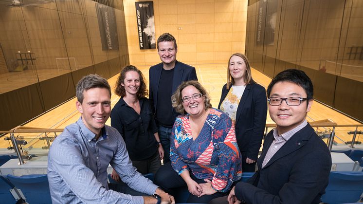 L-R Colin Allen, Dr Sarah Partington, Dr Matt Sutherland, Dr Dimitra Skoumpopoulou, Marie Foalle, Dr Longzhi Yang