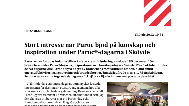 Stort intresse när Paroc bjöd på kunskap och inspiration under Paroc®-dagarna i Skövde
