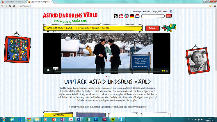 Astrid Lindgrens Värld har lanserat sin responsiva hemsida
