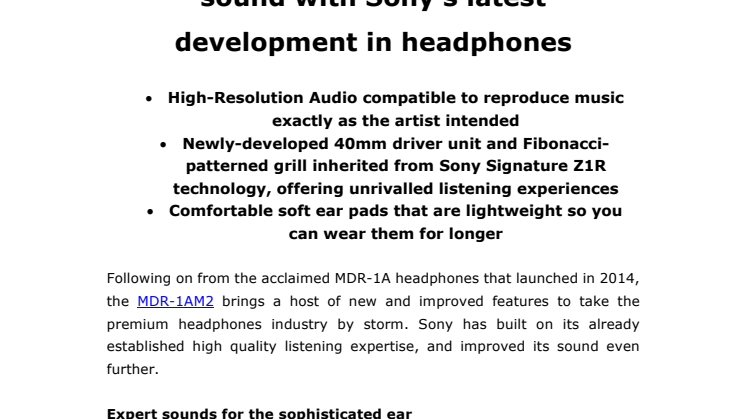 Opplev kompromissløs lyd med Sonys nyeste hodetelefoner