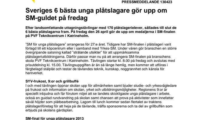 Sveriges 6 bästa unga plåtslagare gör upp om SM-guldet på fredag