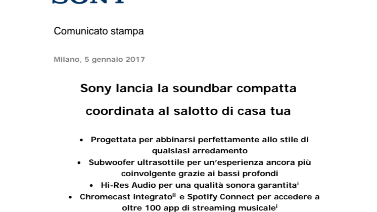 Sony lancia la soundbar compatta coordinata al salotto di casa tua