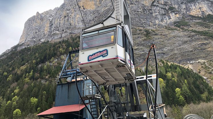 Die Transportseilbahn "Käthi" an der Talstation Stechelberg 