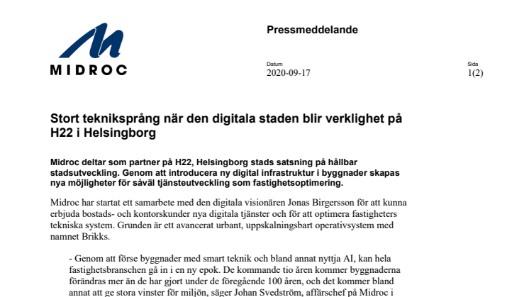 Stort tekniksprång när den digitala staden blir verklighet på H22 i Helsingborg